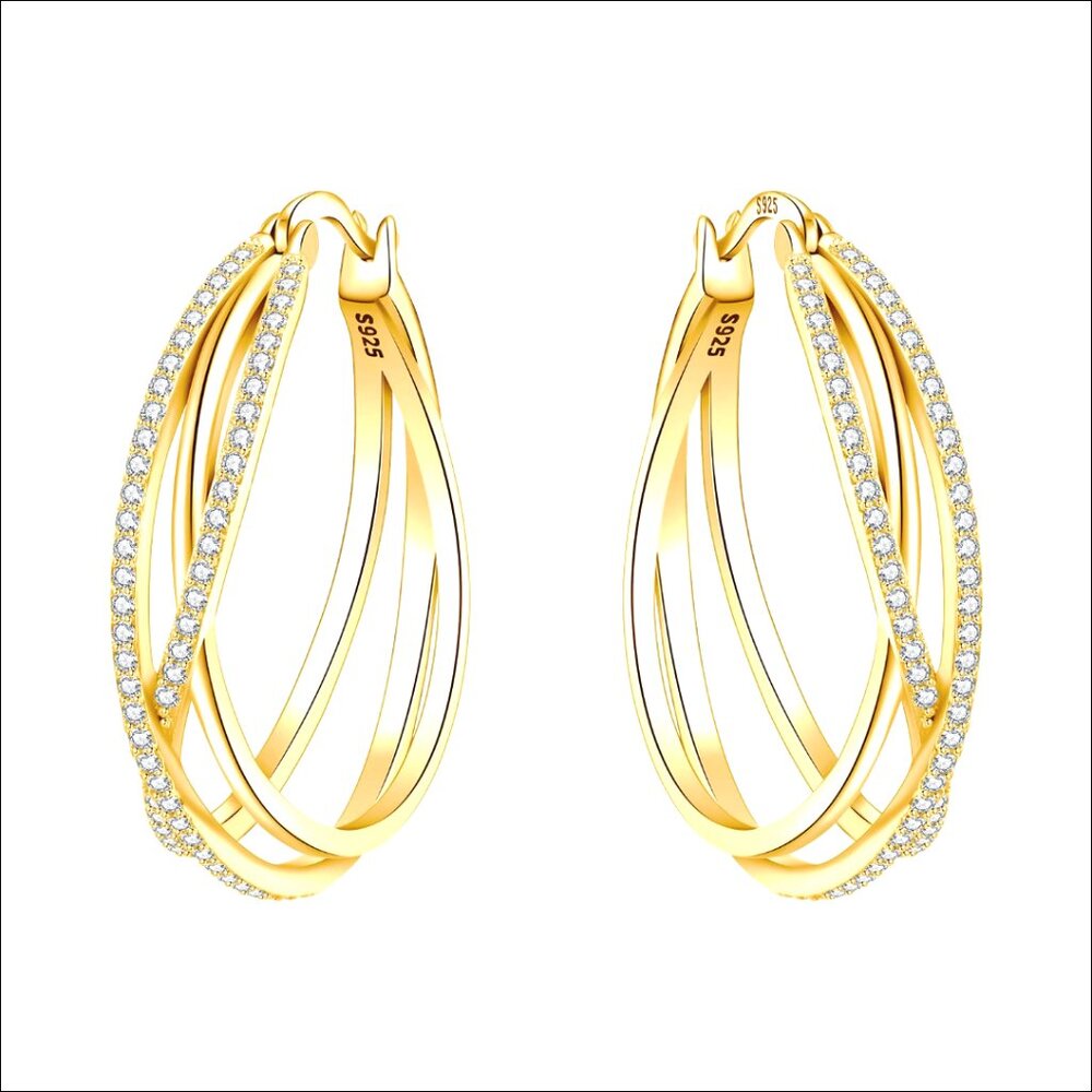 925 Sterling Silver Hoop Earrings Hypoallergenic Huggie Double Loop